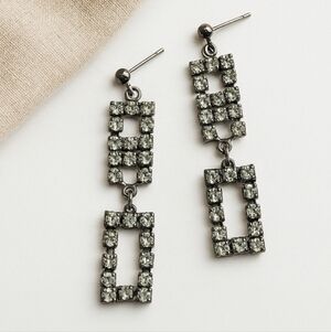 Vintage Rhinestone Drop Earrings on Vendôme Card | 1970s Glam